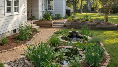 Sustainable rain garden and water management landscaping in New Orleans, LA by Chop Chop Landscaping