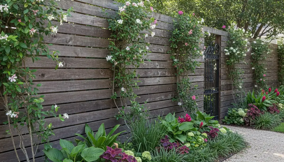 Wood fence with lush garden plantings by Chop Chop Landscaping in New Orleans, LA