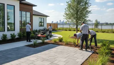 Landscaping crew providing landscape design and maintenance in New Orleans, LA