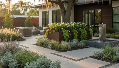 New Orleans, LA landscaping design and maintenance for a commercial property front yard