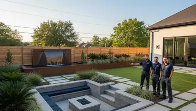 Landscaping team designing a New Orleans, LA outdoor space for a residential property