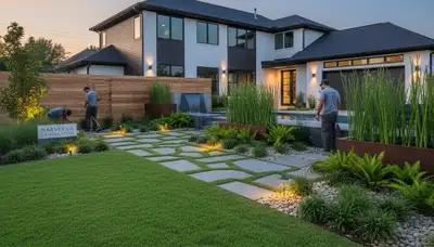 New Orleans, LA landscaping team designing a custom outdoor garden and yard maintenance plan