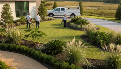 New Orleans, LA landscaping team creating a custom outdoor design for a residential property