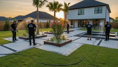 New Orleans, LA landscaping team designing a custom outdoor space for a residential property