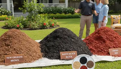 Premium brown, black, and red mulch varieties for New Orleans, LA landscape design and installation